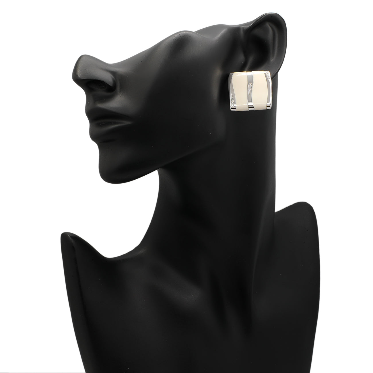 Exclusive 18K White Gold Gavello Kogolong Earrings — Back View