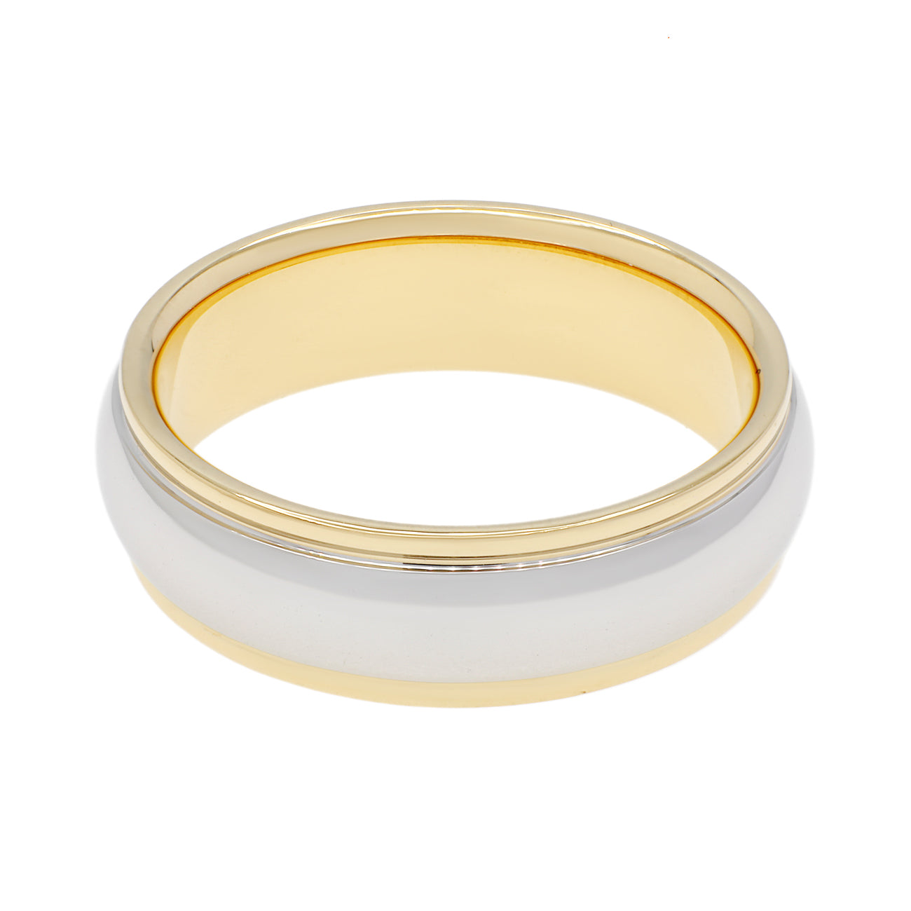 Exclusive Tiffany & Co. Platinum 18K Yellow Gold 6mm Lucida Wedding Band Ring — Side View