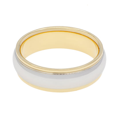 Exclusive Tiffany & Co. Platinum 18K Yellow Gold 6mm Lucida Wedding Band Ring — Side View