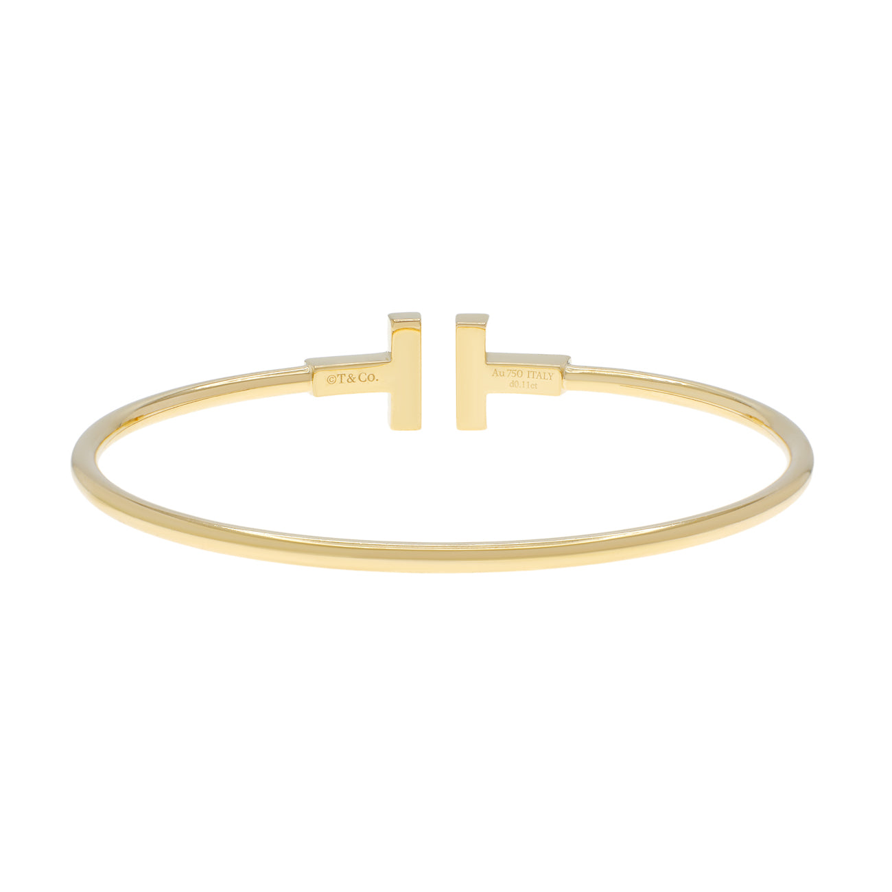 Exclusive Tiffany & Co. 18K Yellow Gold Diamond Mother of Pearl T Wire Bracelet — Side View