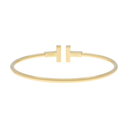 Exclusive Tiffany & Co. 18K Yellow Gold Diamond Mother of Pearl T Wire Bracelet — Side View