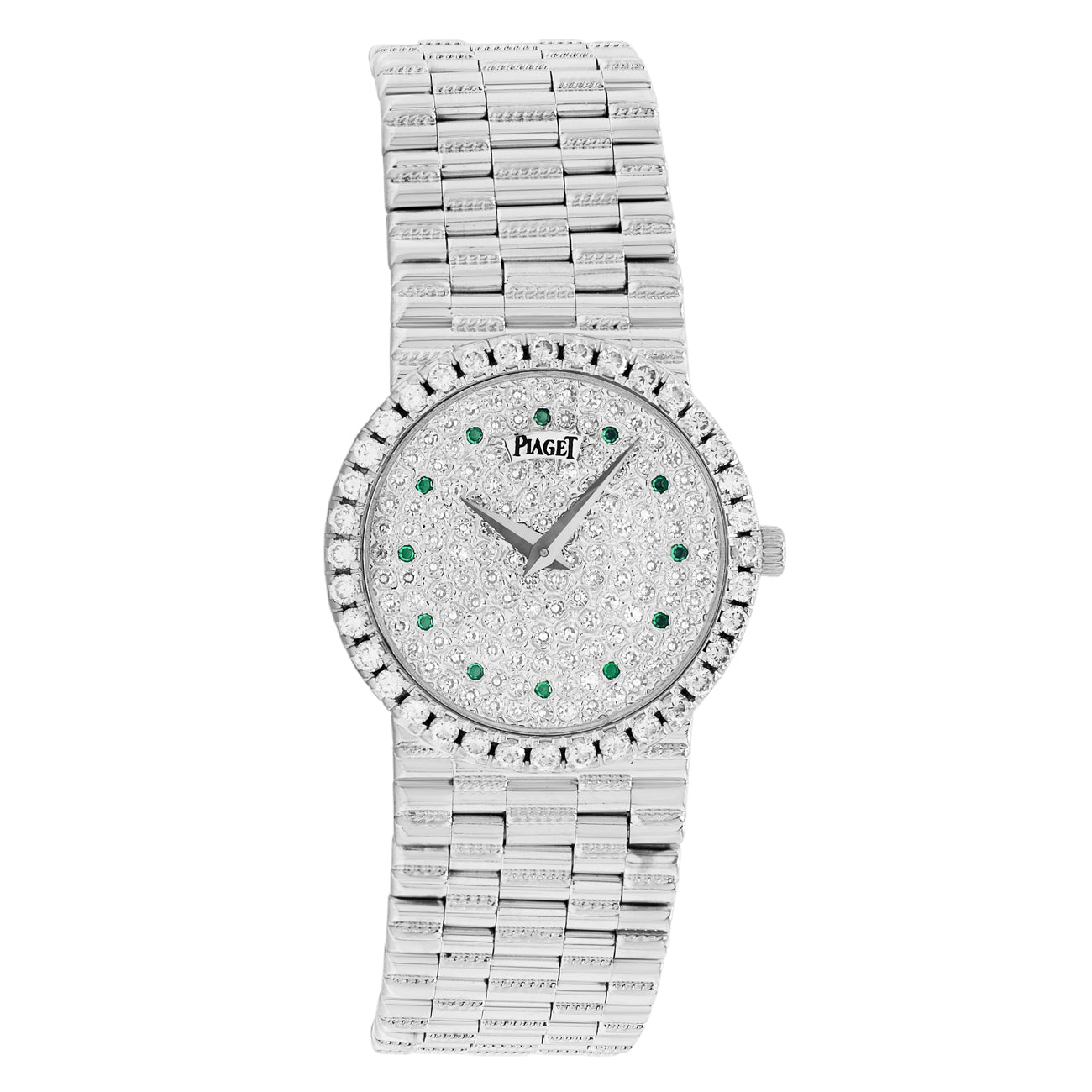 Exclusive Piaget 18K White Gold Pave Diamond 9706 — Front View