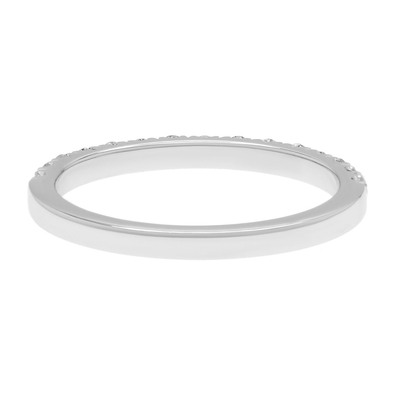 Exclusive 18K White Gold Diamond Half Eternity Band Ring — 3.75 — Side View