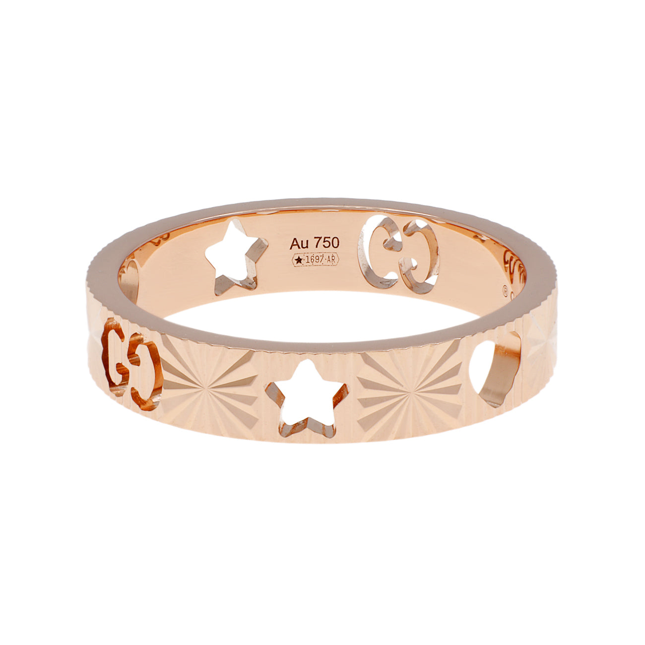 Exclusive Gucci 18K Rose Gold Icon Heart Band Ring — Side View