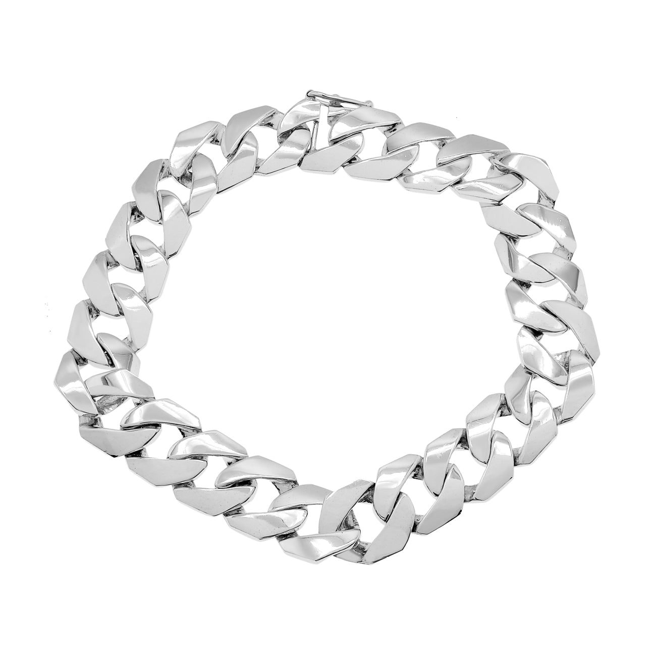 Exclusive 10K White Gold Curb Link Bracelet — Front View