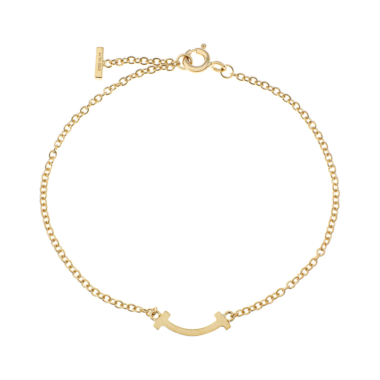 Exclusive Tiffany & Co. 18K Yellow Gold Diamond T Smile Bracelet — Side View