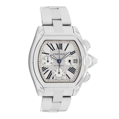 Exclusive Cartier Stainless Steel Roadster Chronograph W62019X6 — Front View