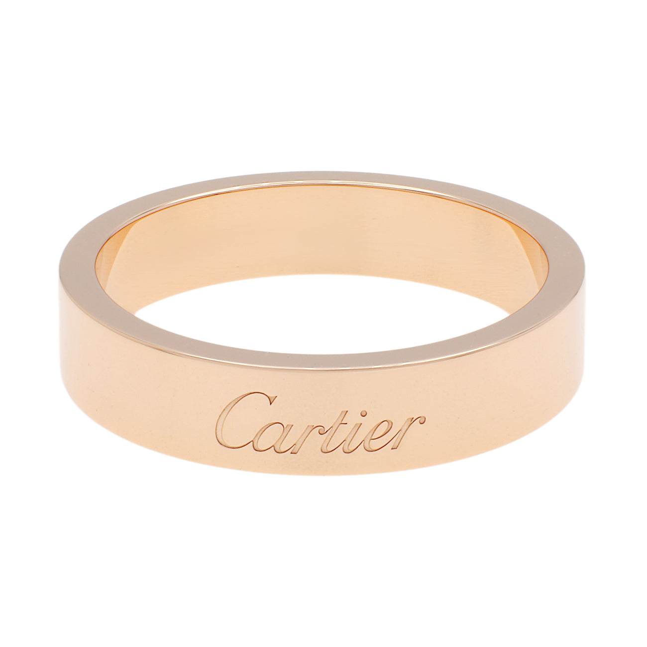 Exclusive Cartier 18K Rose Gold C de Cartier Wedding Band Ring — Front View