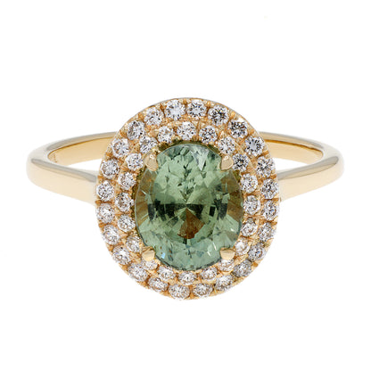 Exclusive 14K Yellow Gold 2.63 Carat Green Sapphire Ring — 5.5 — Front View