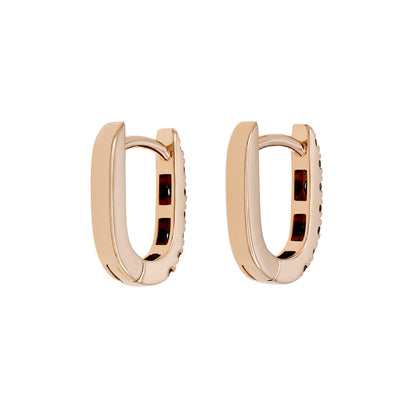 Exclusive 18K Rose Gold Black Diamond Huggie Earrings — Side View