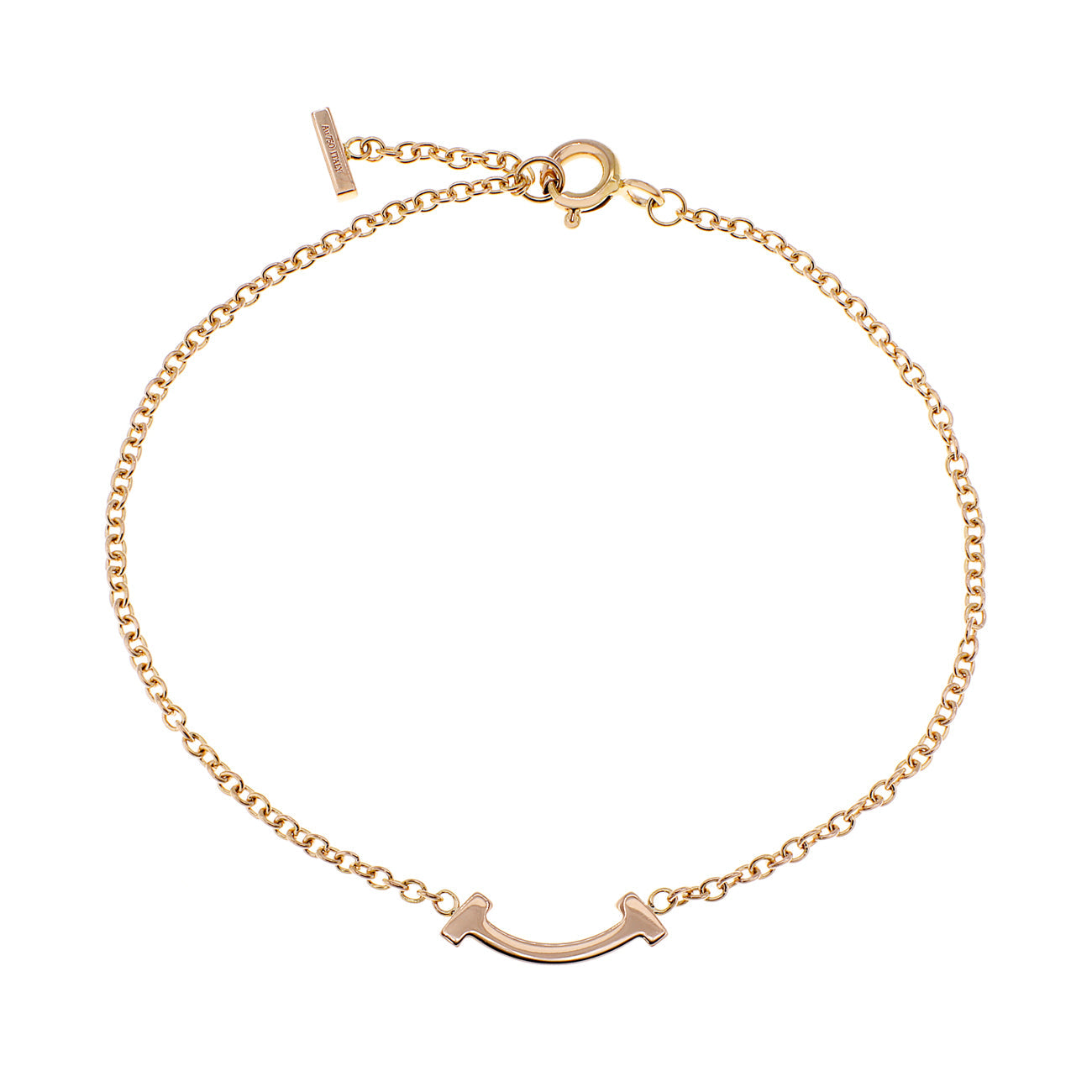 Exclusive Tiffany & Co. 18K Rose Gold Diamond T Smile Bracelet — Side View