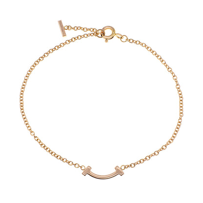 Exclusive Tiffany & Co. 18K Rose Gold Diamond T Smile Bracelet — Side View