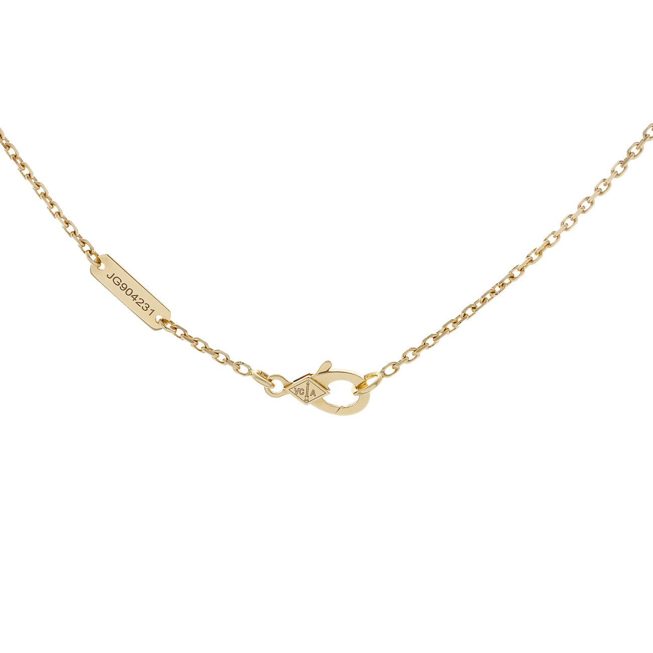 Exclusive Van Cleef & Arpels 18K Yellow Gold Mother of Pearl Vintage Alhambra Pendant Necklace — Back View