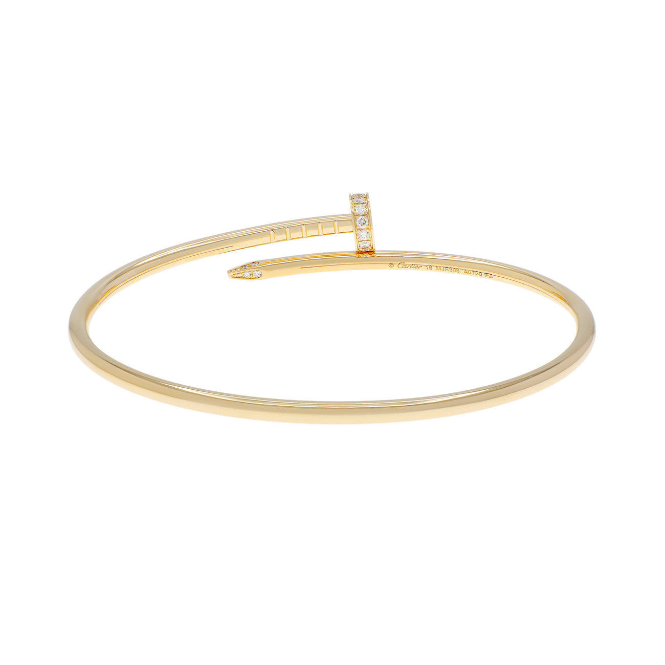 Exclusive Cartier 18K Yellow Gold Diamond Small Juste Un Clou Bracelet — Side View