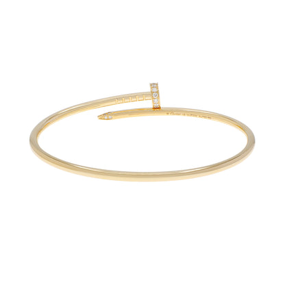 Exclusive Cartier 18K Yellow Gold Diamond Small Juste Un Clou Bracelet — Side View