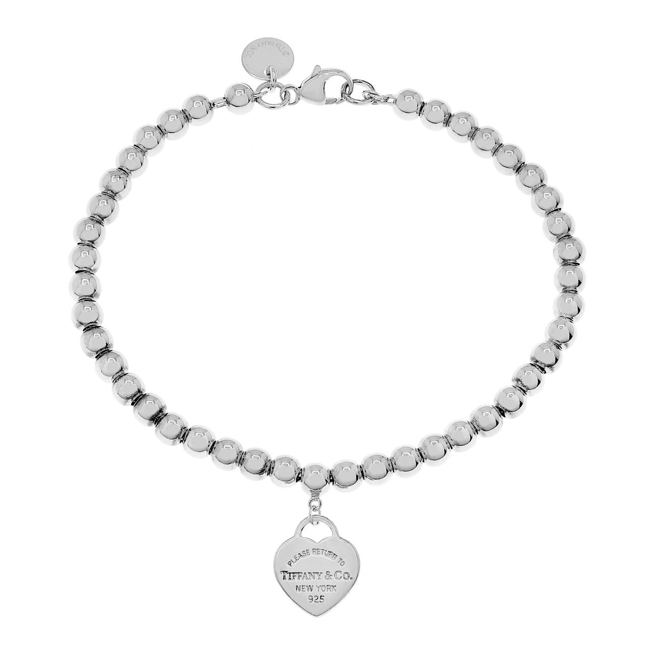 Exclusive Tiffany & Co. Sterling Heart Tag Bead Bracelet — Front View