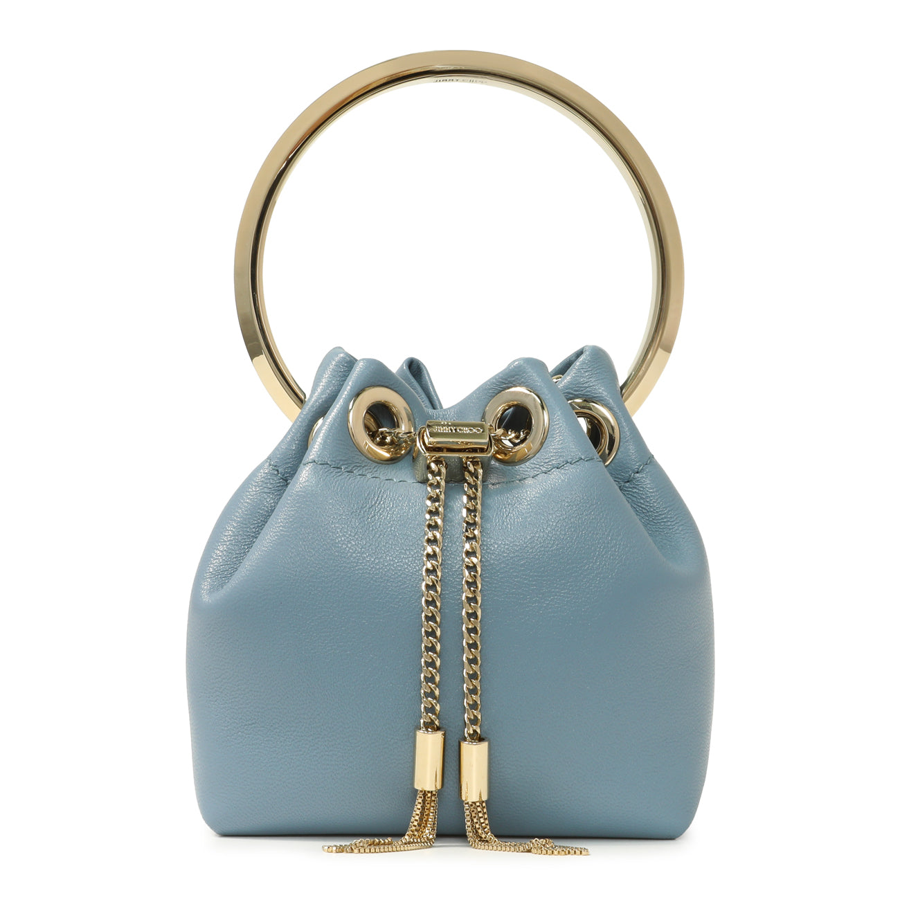 Exclusive Jimmy Choo Blue Lambskin Micro Bon Bon Bag — Side View