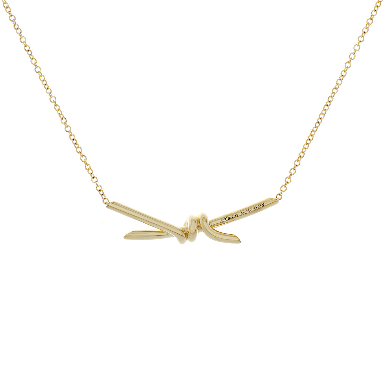 Exclusive Tiffany & Co. 18K Yellow Gold Knot Pendant — Side View