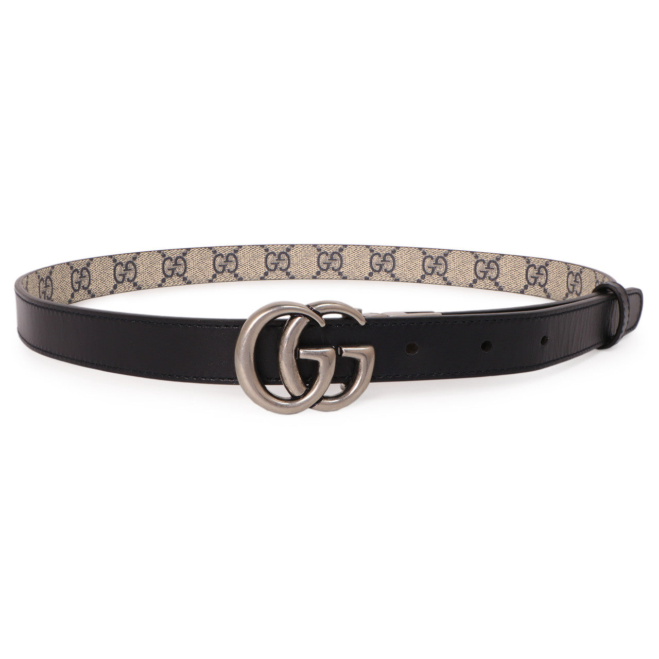 Exclusive Gucci GG Supreme Monogram Double G Reversible 20mm Belt — Back View