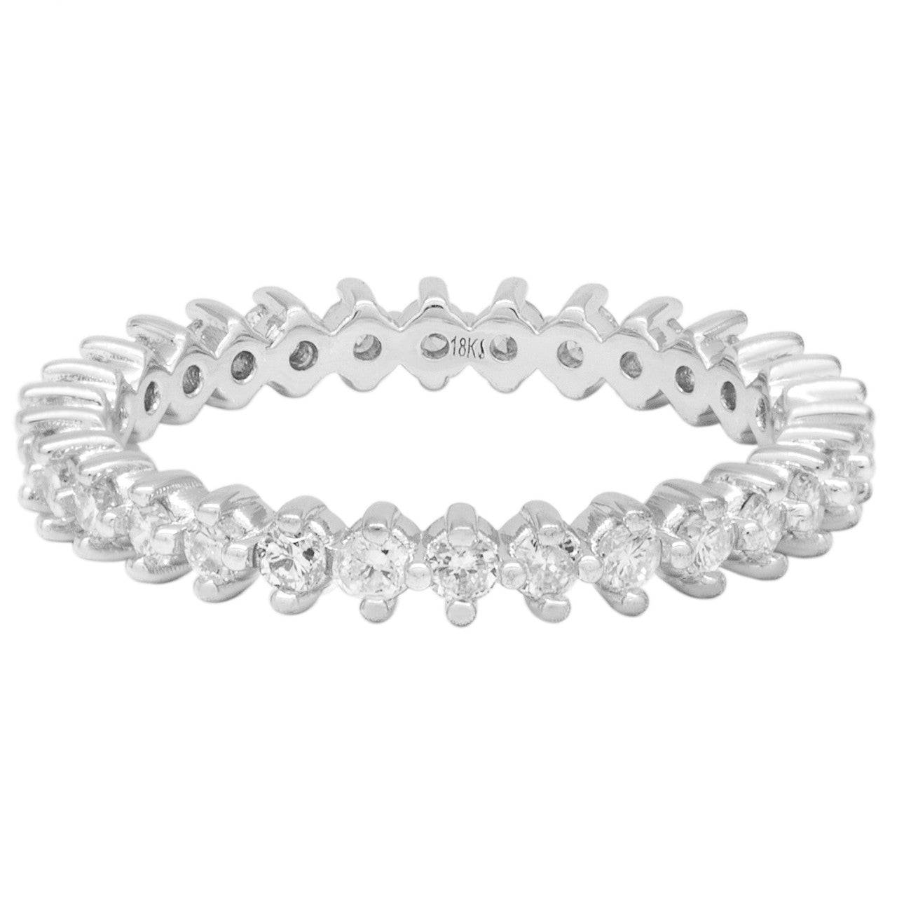 Exclusive 18K White Gold 0.60 Carat Diamond Eternity Band — Front View