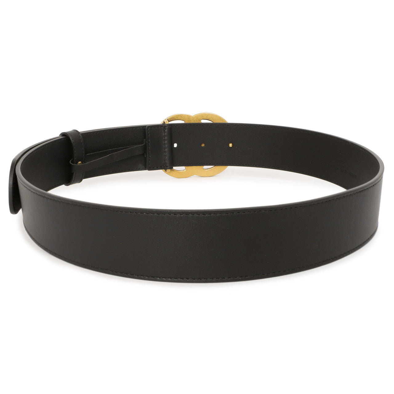 Exclusive Gucci Black Calfskin Double G  40mm Belt — Top View