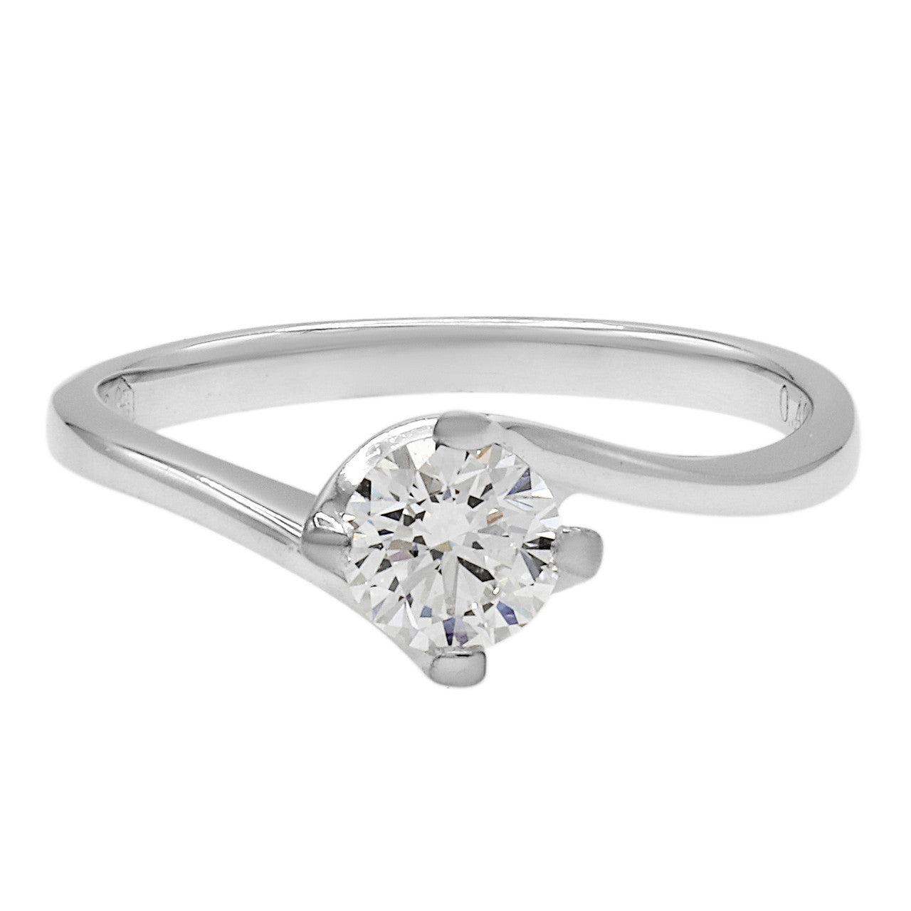 Exclusive 18K White Gold 0.40 Carat Diamond Solitaire Ring — 3.5 — Front View