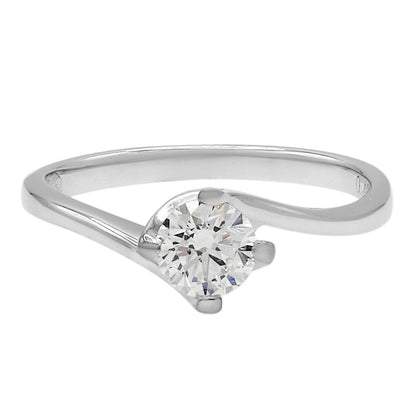 Exclusive 18K White Gold 0.40 Carat Diamond Solitaire Ring — 3.5 — Front View