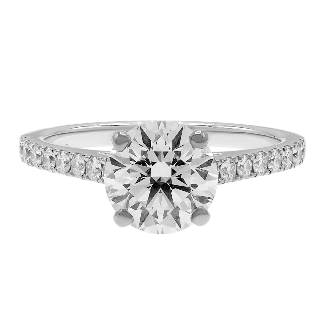 Exclusive De Beers 1.50ct Platinum Classic Pave Round Brilliant Diamond Ring — Front View
