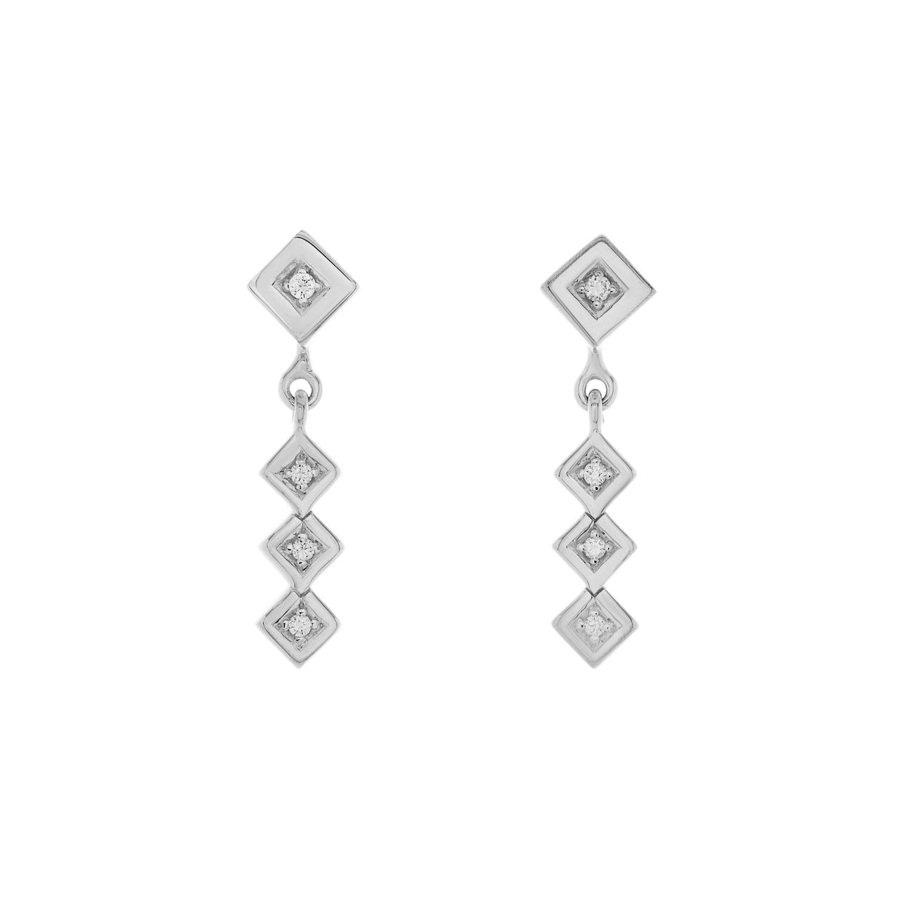 Exclusive 18K White Gold Diamond Drop Earrings — Front View