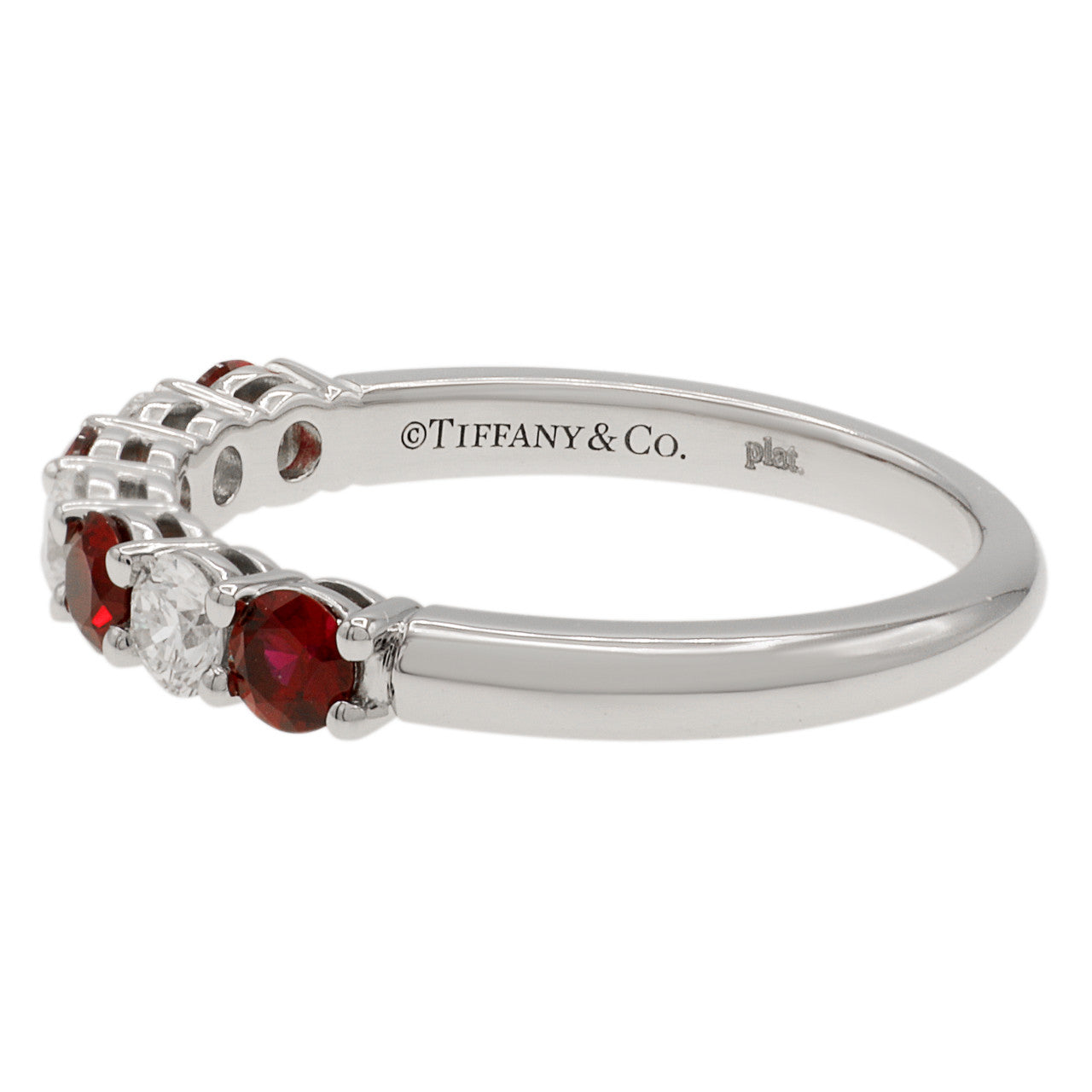 Exclusive Tiffany & Co. Platinum Diamond Ruby Forever Band Ring — Back View
