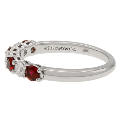 Exclusive Tiffany & Co. Platinum Diamond Ruby Forever Band Ring — Back View