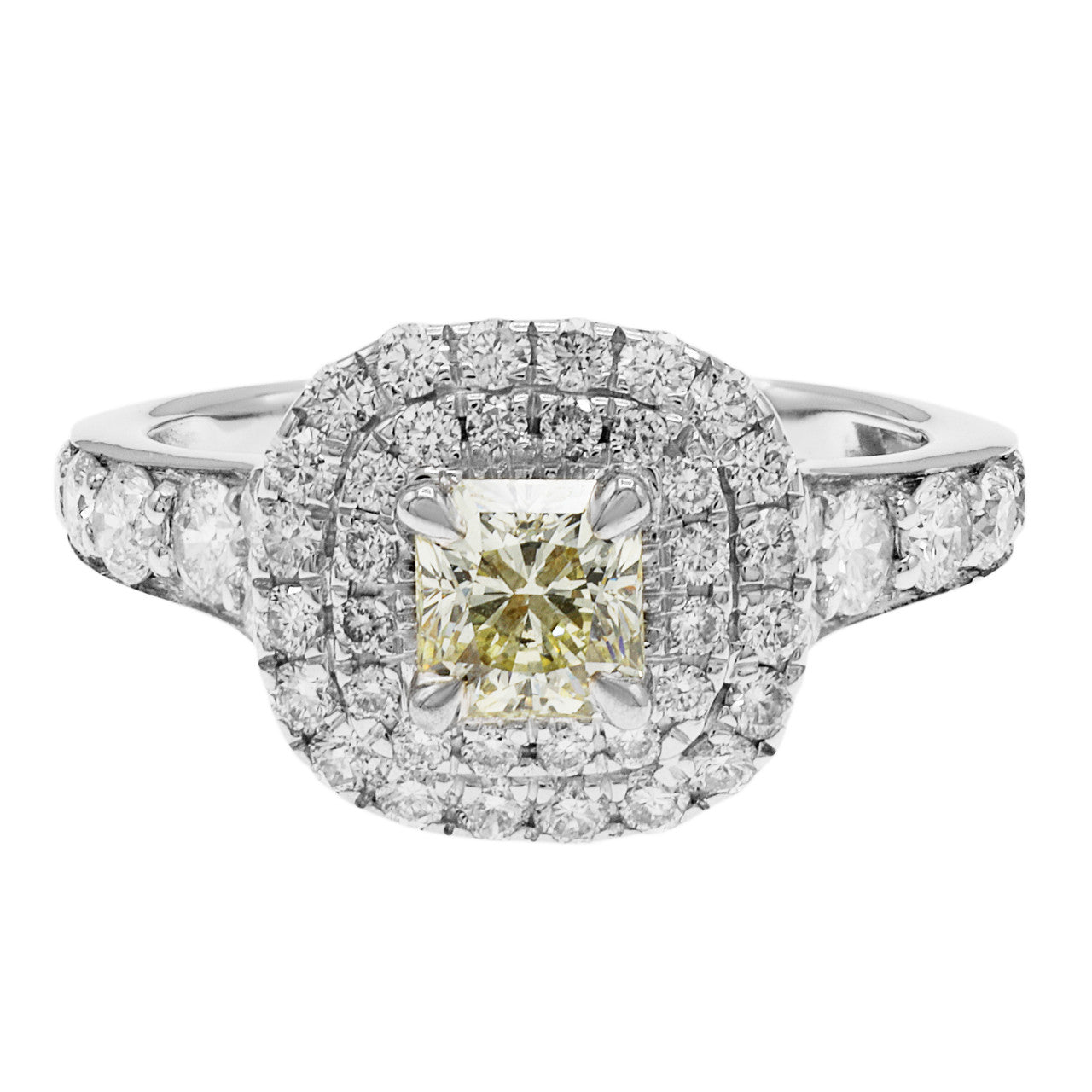 Exclusive 14K White Gold 0.66 Carat Fancy Yellow Diamond Ring — 4.5 — Front View