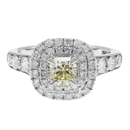 Exclusive 14K White Gold 0.66 Carat Fancy Yellow Diamond Ring — 4.5 — Front View