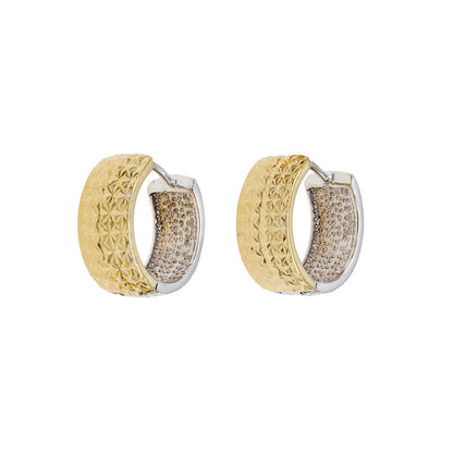 Exclusive 18K White & Yellow Gold Hoop Earrings — Side View