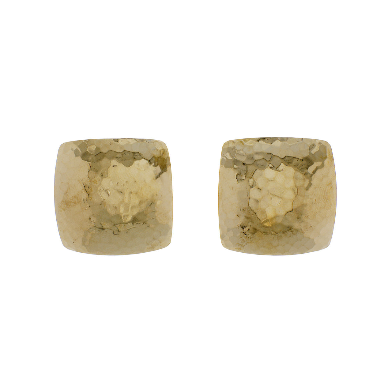Exclusive 14K Yellow Gold Hammer Finished Earrings — Front View