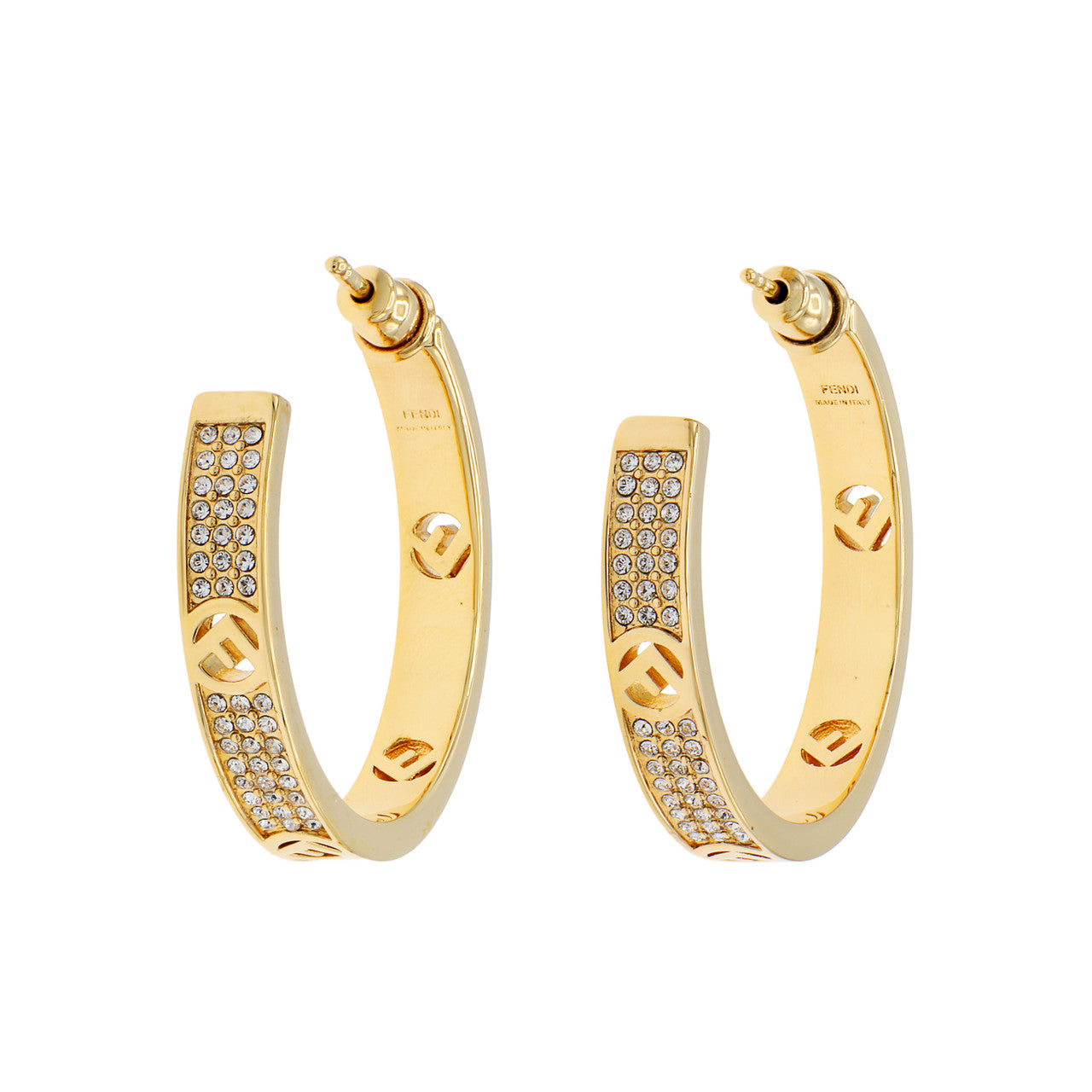 Exclusive Fendi F is Fendi Crystal Hoop Earrings — Side View