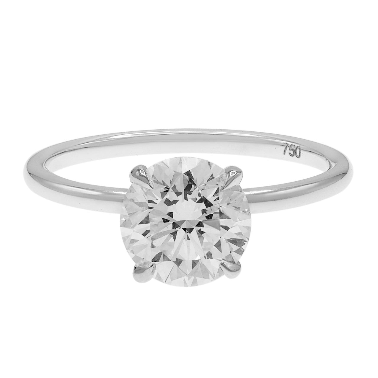 Exclusive 18K White Gold 1.54 Carat Hidden Halo Diamond Solitaire Ring — 3.5 — Front View