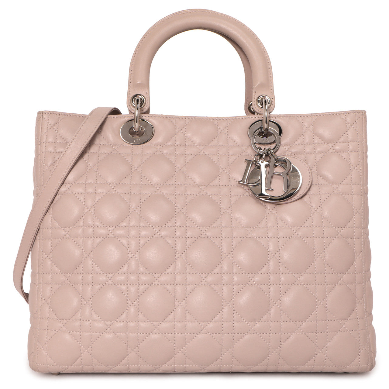 Exclusive Christian Dior Pink Lambskin Cannage Large Lady  Dior — Front View