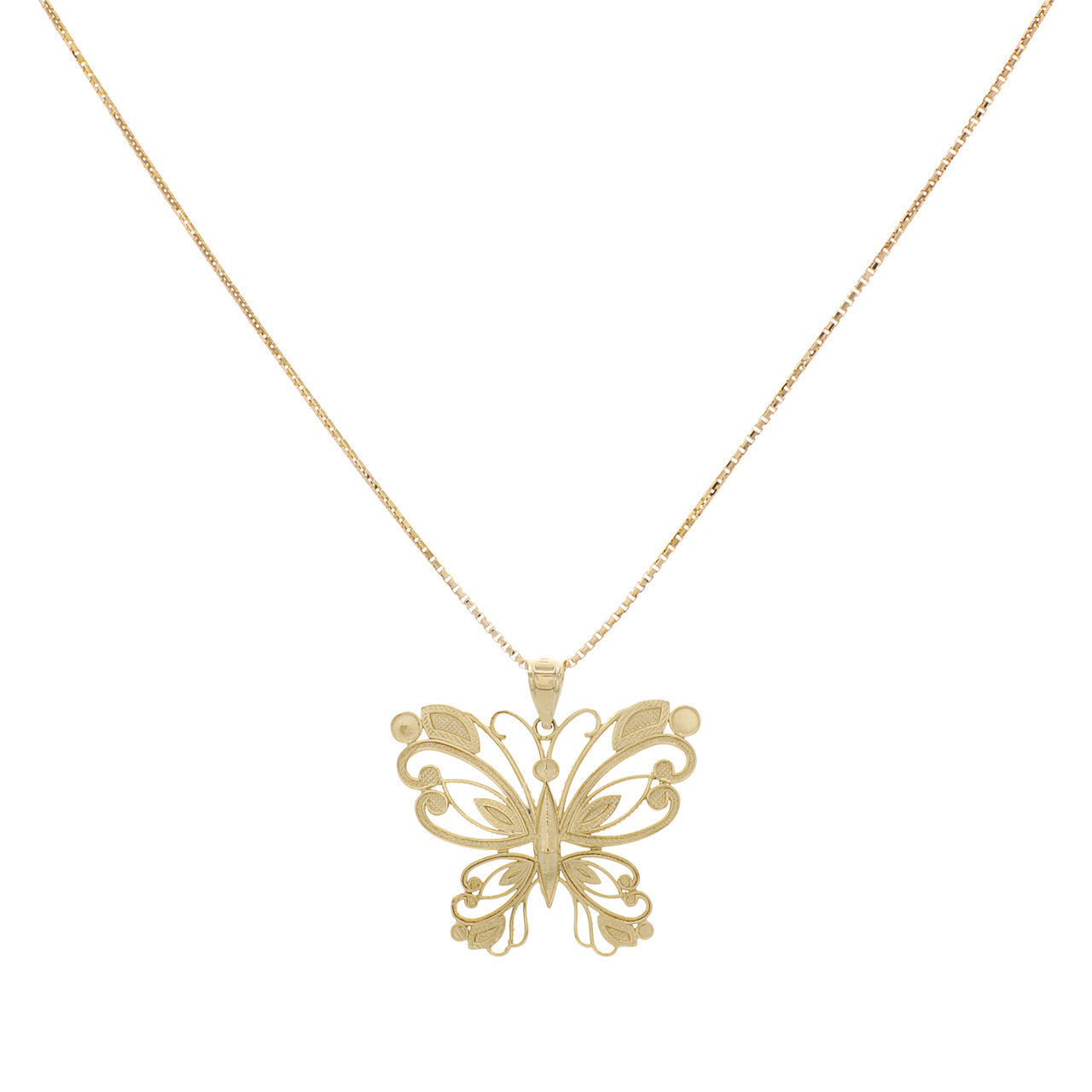 Exclusive 14K Yellow Gold Gold Butterfly Pendant Necklace — Side View