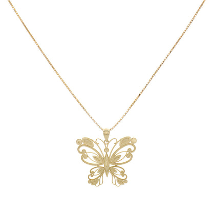 Exclusive 14K Yellow Gold Gold Butterfly Pendant Necklace — Side View