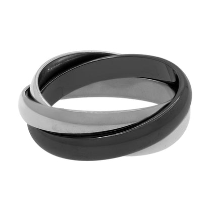 Exclusive Cartier 18K White Gold Ceramic Trinity Ring — Side View