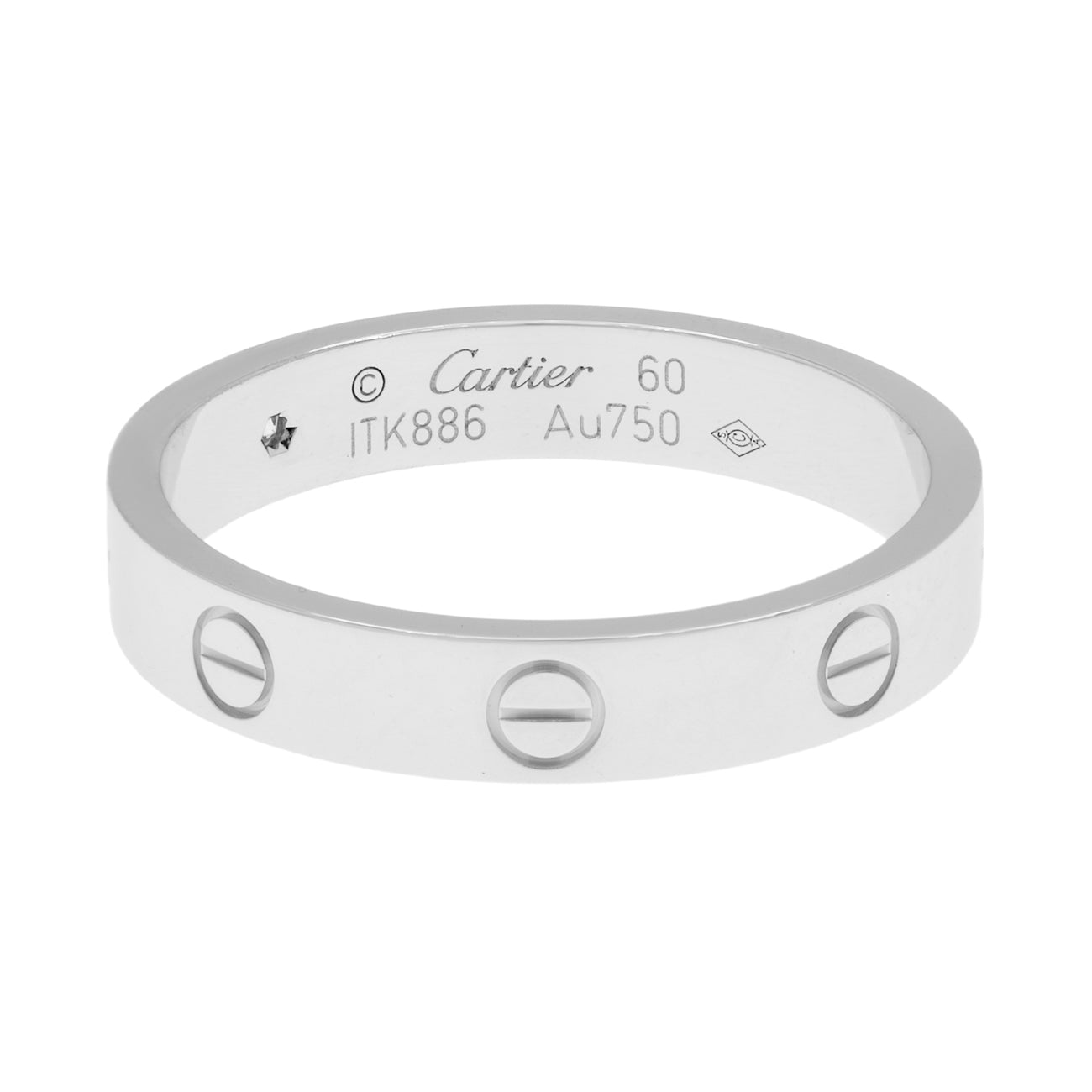Exclusive Cartier 18K White Gold Diamond Love Wedding Band — Side View