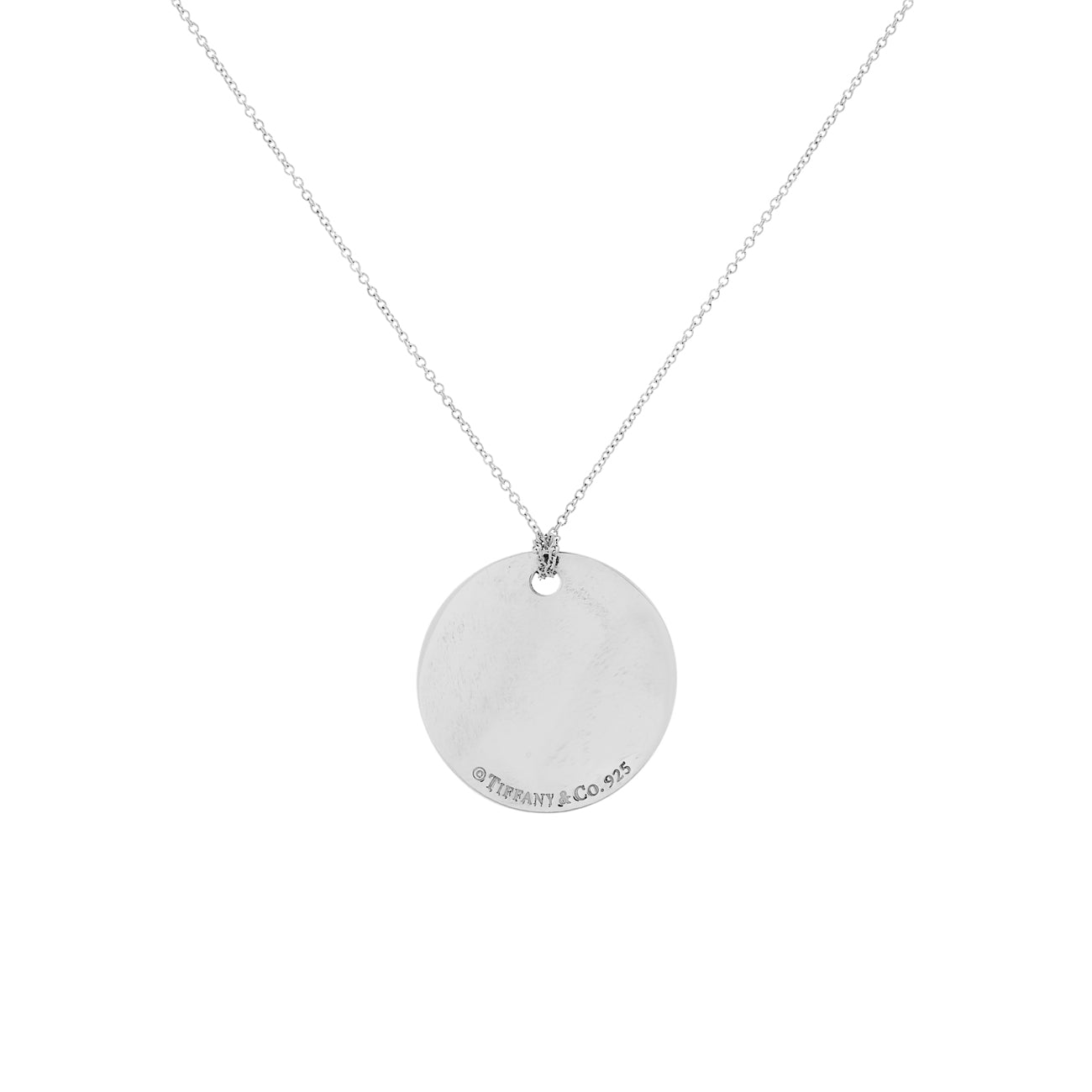 Exclusive Tiffany & Co. Sterling Silver Round Notes Pendant Necklace — Side View