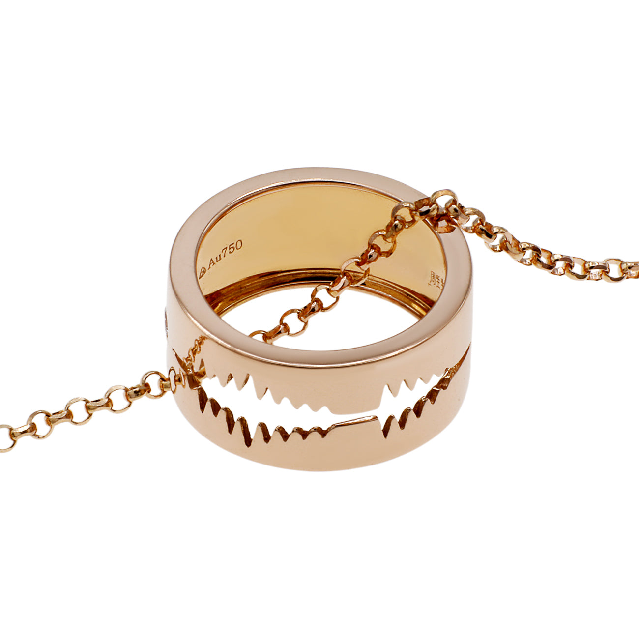 Exclusive 18K Rose Gold Diamond "I Love You" Charm Pendant — Top View