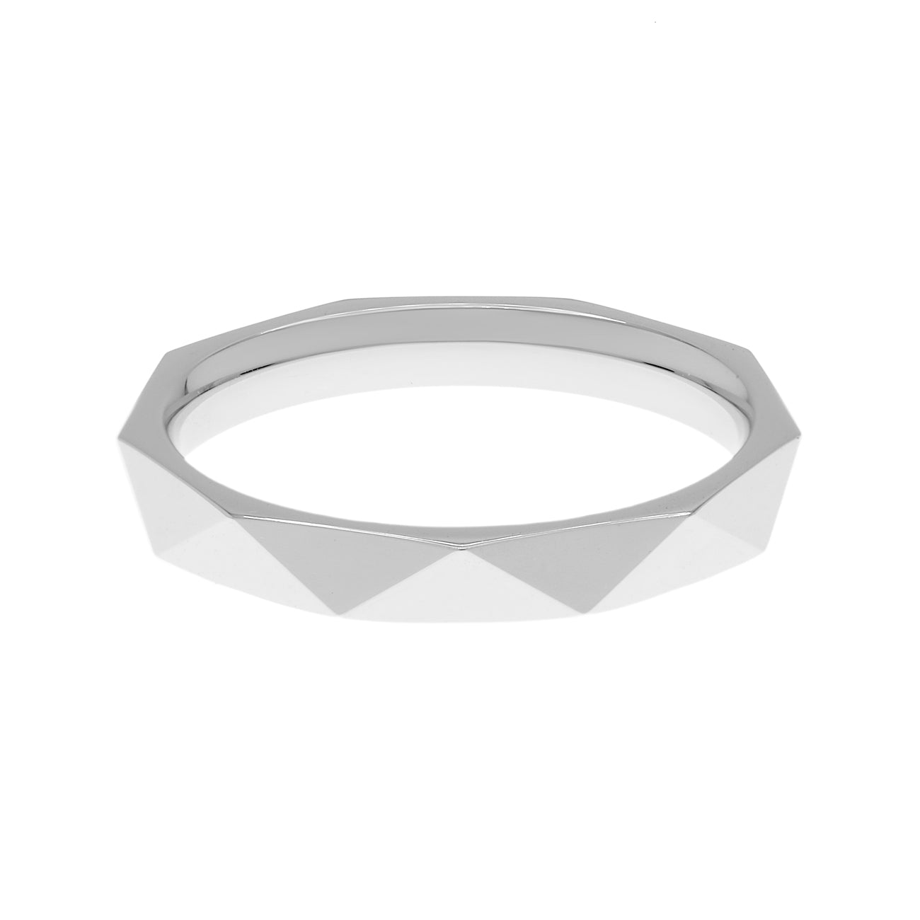 Exclusive Laurence Graff 18K White Gold Signature Faceted Wedding Band — Side View