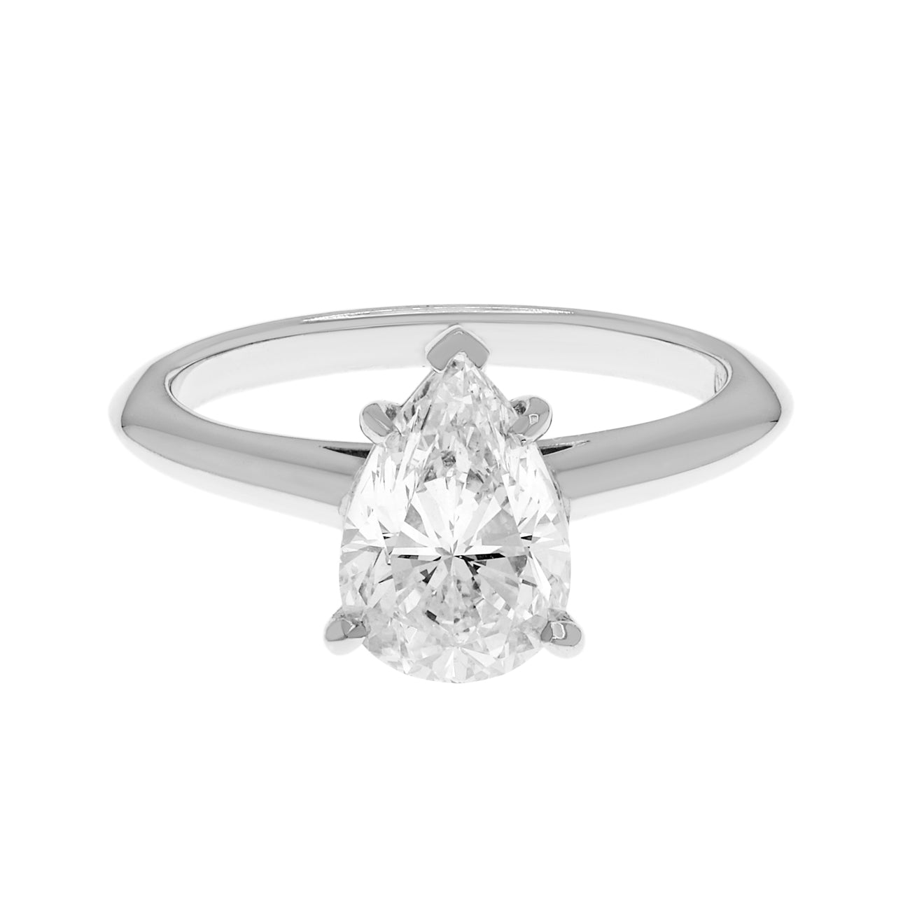 Exclusive Platinum 1.30 Carat Pear Shape Diamond Solitaire Ring — 4 — Front View