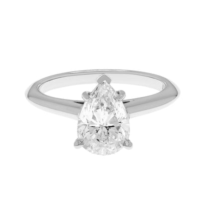 Exclusive Platinum 1.30 Carat Pear Shape Diamond Solitaire Ring — 4 — Front View