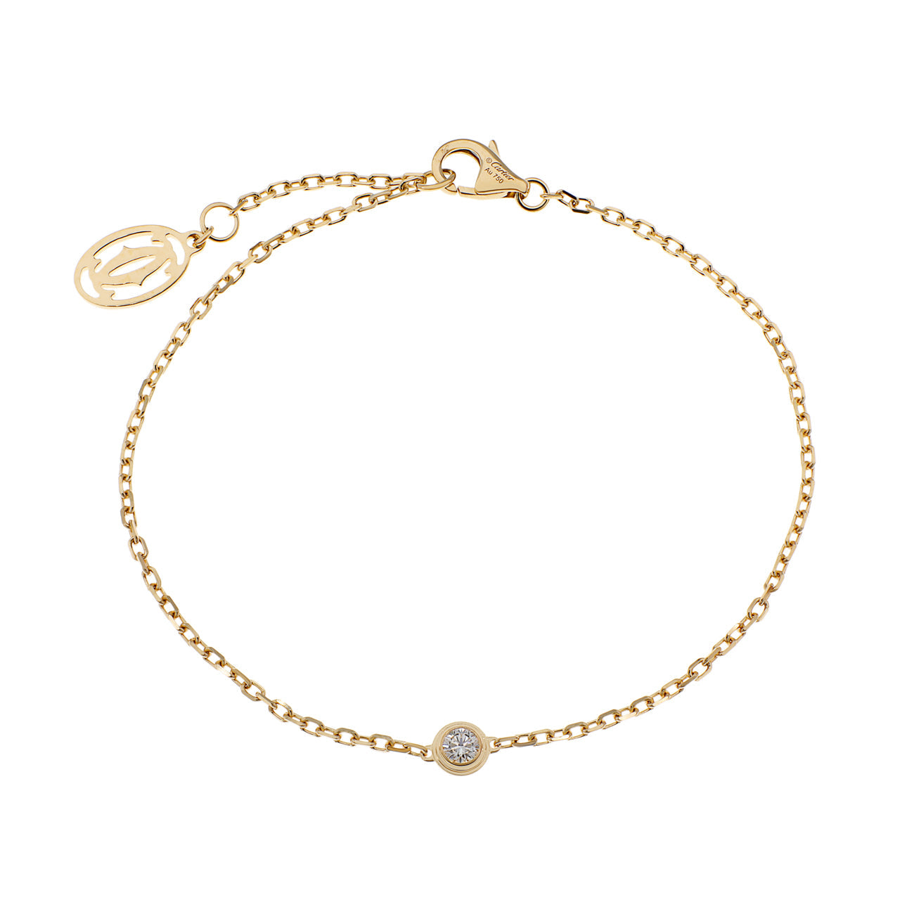 Exclusive Cartier 18K Yellow Gold Diamond Small d'Amour Bracelet — Front View