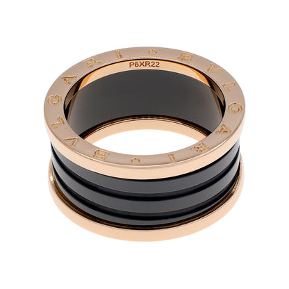 Exclusive Bulgari 18K Rose Gold Ceramic B.Zero1 Four-Band Ring — Side View