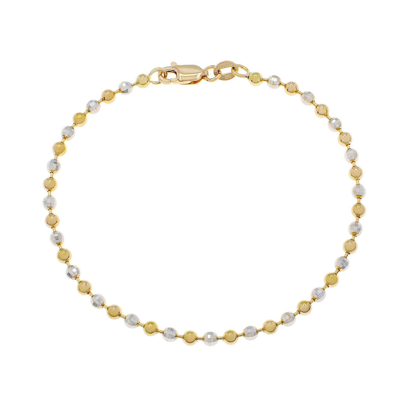 Exclusive 18K Yellow/White Gold Italian Bead Bracelet — Front View